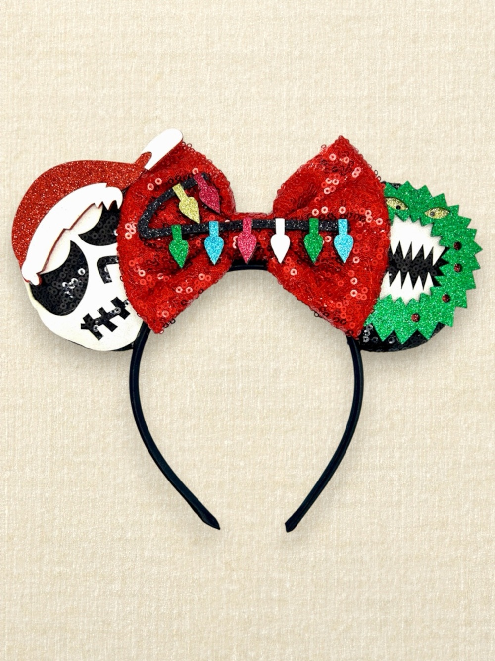 Nightmare Before Christmas Minnie Ears | Disney-Inspired Christmas Mouse Ears